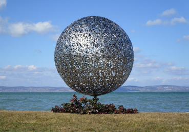Big garden ball artwork stainless steel